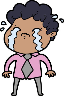 Bir insan tarafından çizilmiş ağlayan çizgi film adamı.