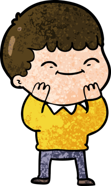 Bir insan tarafından çizilmiş mutlu çocuk çizgi filmi.