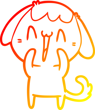 Bir insan tarafından çizilmiş gülen bir köpeğin sıcak çizgi çizimi.