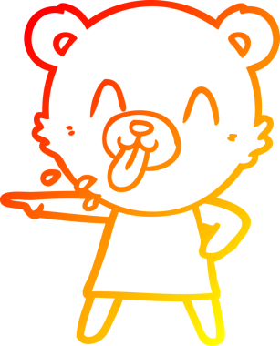 Bir insan tarafından çizilmiş kaba bir çizgi film ayısının sıcak çizgi çizimi