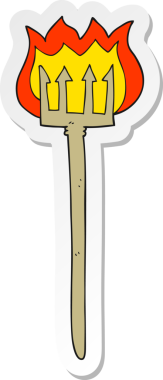 Bir insan tarafından çizilmiş alevli şeytan çatalının çıkartması.