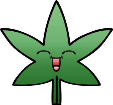 Bir insan tarafından çizilmiş marihuana yaprağının gölgeli çizgi filmi.