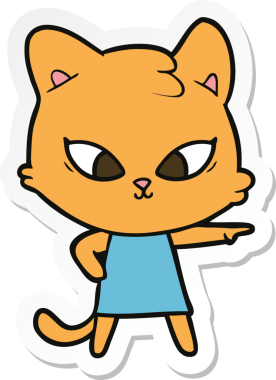 Bir insan tarafından çizilmiş şirin bir çizgi film kedisinin çıkartması.