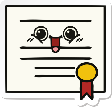 Bir insan tarafından çizilmiş şirin bir karikatür mezuniyet diplomasının çıkartması.