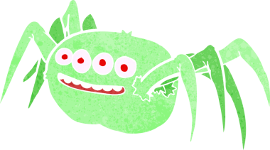 Bir insan tarafından çizilmiş ürkütücü bir örümcek.