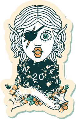 Retro Dövme Tarzı Cüce Bir insan tarafından çizilmiş 20 zar atışıyla