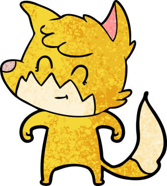 Bir insan tarafından çizilmiş çizgi film dostu tilki.