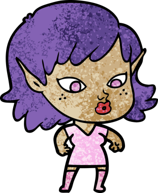 Bir insan tarafından çizilmiş güzel elf kızı.