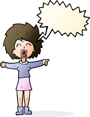 Çizgi film, bir insan tarafından çizilmiş konuşma balonuyla konuşan kadını strese sokuyor.