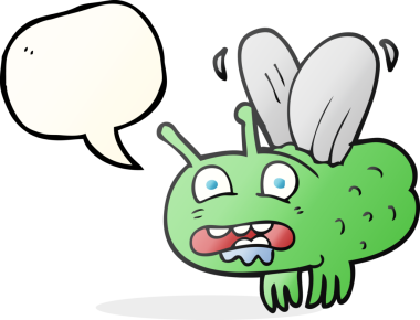 Bir insan tarafından çizilmiş serbest konuşma balonu karikatürü sineği