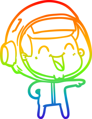 gökkuşağı gradyan çizimi mutlu bir çizgi astronot çizimi bir insan tarafından çizildi