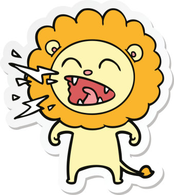 Bir insan tarafından çizilmiş kükreyen aslanın çıkartması.