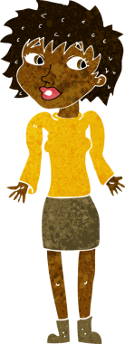 Bir insan tarafından çizilmiş omuz silken çizgi filmdeki kadın.