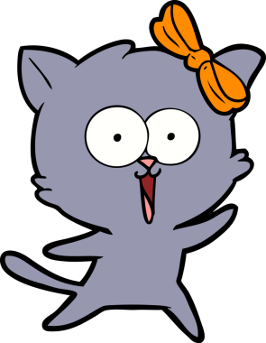 Bir insan tarafından çizilmiş çizgi film kedisi.