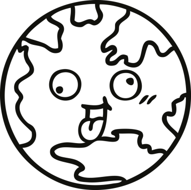 Bir insan tarafından çizilmiş bir gezegenin çizgi çizimi.