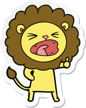 Bir insan tarafından çizilmiş karikatür aslanının çıkartması.