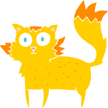 Bir insan tarafından çizilmiş kedinin düz renk çizimi