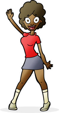 Bir insan tarafından çizilmiş çizgi film kadını.