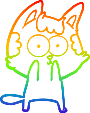 gökkuşağı gradyan çizimi mutlu çizgi film kedisi bir insan tarafından çizildi