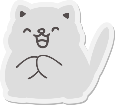 Bir insan tarafından çizilmiş şirin bir kedi çıkartması.