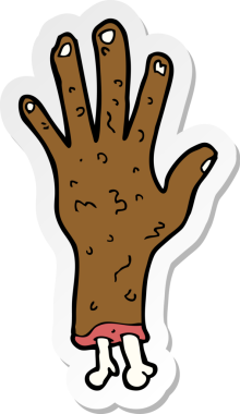 Bir insan tarafından çizilmiş iğrenç bir zombi elinin çıkartması.