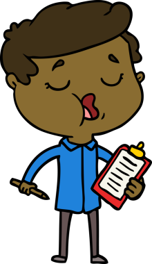 Bir insan tarafından çizilmiş karikatür adam konuşuyor.