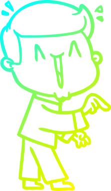 Bir insan tarafından çizilmiş, heyecanlı bir çizgi film çizimi.