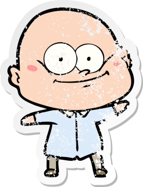 Bir insan tarafından çizilmiş kel bir adamın sıkıntılı çıkartması.