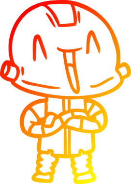 Bir insan tarafından çizilen çizgi film robotunun sıcak çizgi çizimi