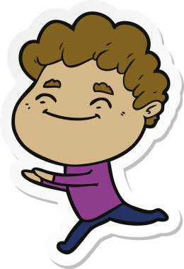 Bir insan tarafından çizilmiş, karikatür dostu bir adamın çıkartması.