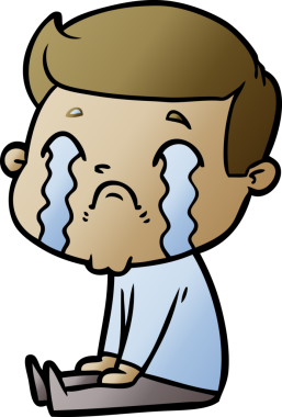 Bir insan tarafından çizilmiş ağlayan çizgi film adamı.