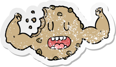 Bir insan tarafından çizilmiş, karikatür gibi sert bir kurabiye.