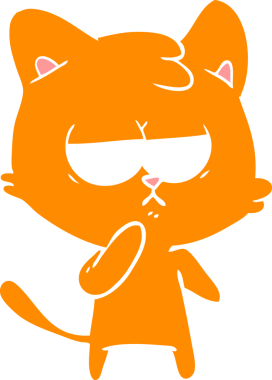 Sıkıcı düz renkli çizgi film kedisi bir insan tarafından çizildi