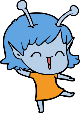 Bir insan tarafından çizilmiş uzaylı kız.