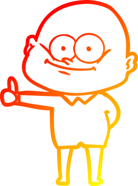 Bir insan tarafından çizilmiş kel bir adamın sıcak çizgi çizimi.