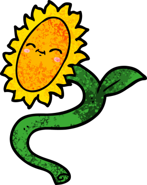 bir insan tarafından çizilmiş ayçiçeği çizgi filmi