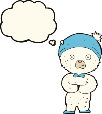 Bir insan tarafından çizilmiş düşünce baloncuğu olan küçük kutup ayısı.