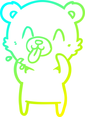 Bir insan tarafından çizilmiş dilden çıkmış kaba bir kutup ayısının soğuk çizgi çizimi.