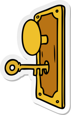 Bir insan tarafından çizilmiş bir kapı kolunun el çizimi karikatürü.