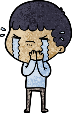 Bir insan tarafından çizilmiş ağlayan çizgi film adamı.