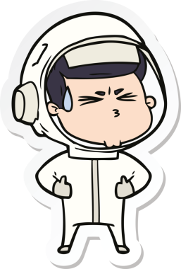 Bir insan tarafından çizilmiş astronotun çizdiği bir çizgi film çıkartması.