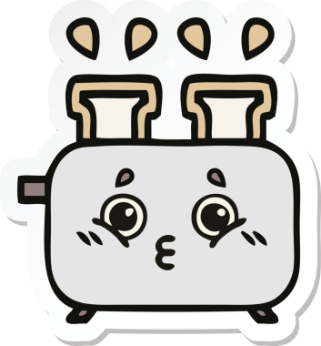 Bir insan tarafından çizilmiş bir tost makinesinin şirin bir karikatürü.