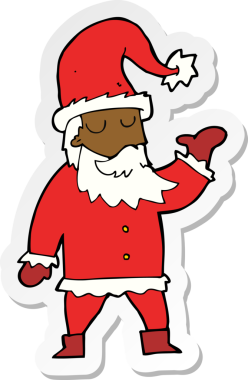 Bir insan tarafından çizilmiş Noel Baba çizgi filminin çıkartması.