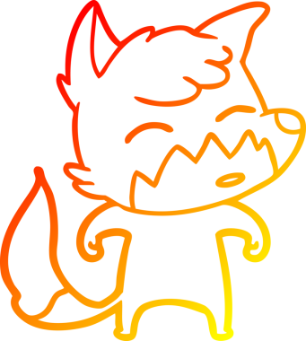 Bir insan tarafından çizilmiş bir tilkinin sıcak çizgi çizimi