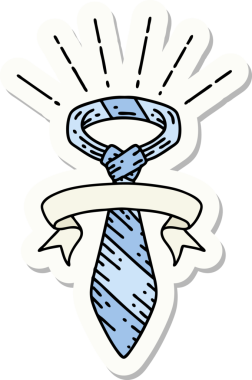 Bir insan tarafından çizilmiş dövme stili ofis kravatı.