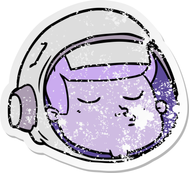 Bir insan tarafından çizilmiş karikatür astronot yüzü.