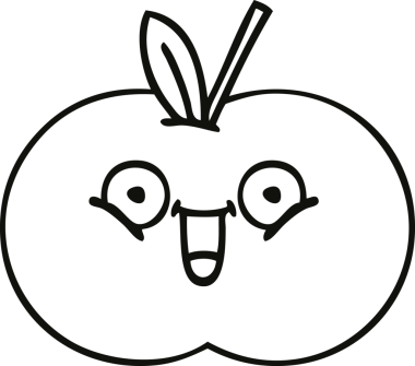 Bir insan tarafından çizilmiş sulu bir elmanın çizgi çizimi