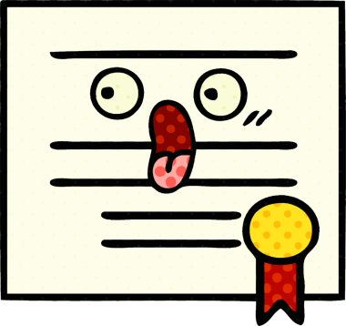 Bir insan tarafından çizilmiş mezuniyet diplomasının çizgi romanı.