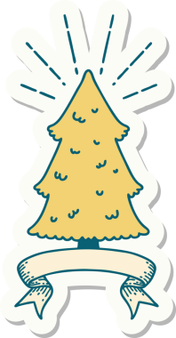 Bir insan tarafından çizilmiş çam ağacının dövme stili çıkartması.