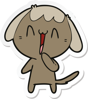 Bir insan tarafından çizilmiş şirin bir köpeğin çıkartması.